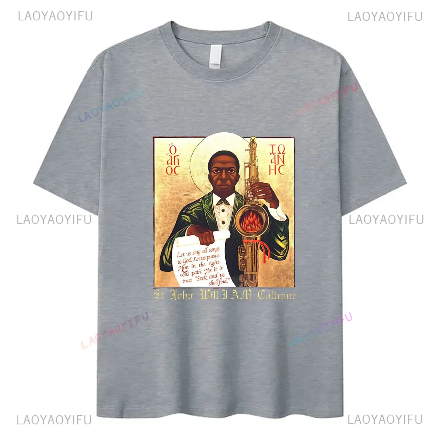 Summer St. John Coltrane Cotton Tshirt The Church of Saint Coltrane Man T-Shirt John Coltrane Gift Charlie Yardbird Parker Tops