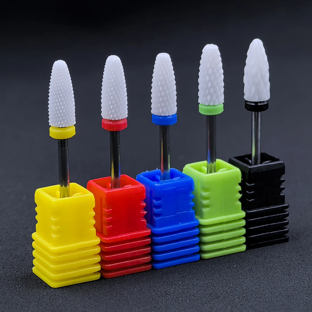 5 قطع لقم مثقاب أظافر سيراميك، مجموعة لقم مثقاب أظافر 3/4 لأظافر جل الأكريليك