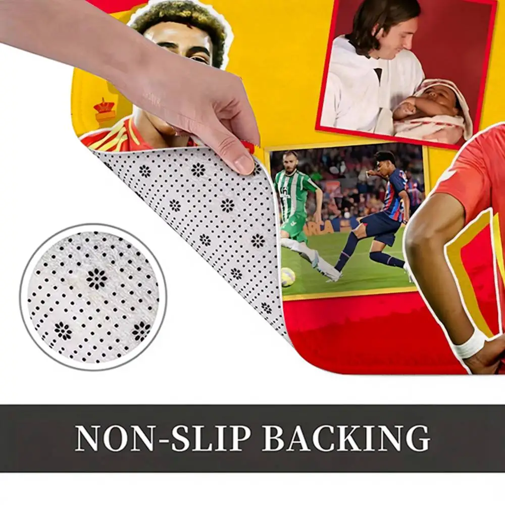 Star-boy L-Lamine 10 Spain Y-Yamal Short Plush Bathroom Door Mat, Hallway Decor Rug, Home Entry Welcome Floor Mat
