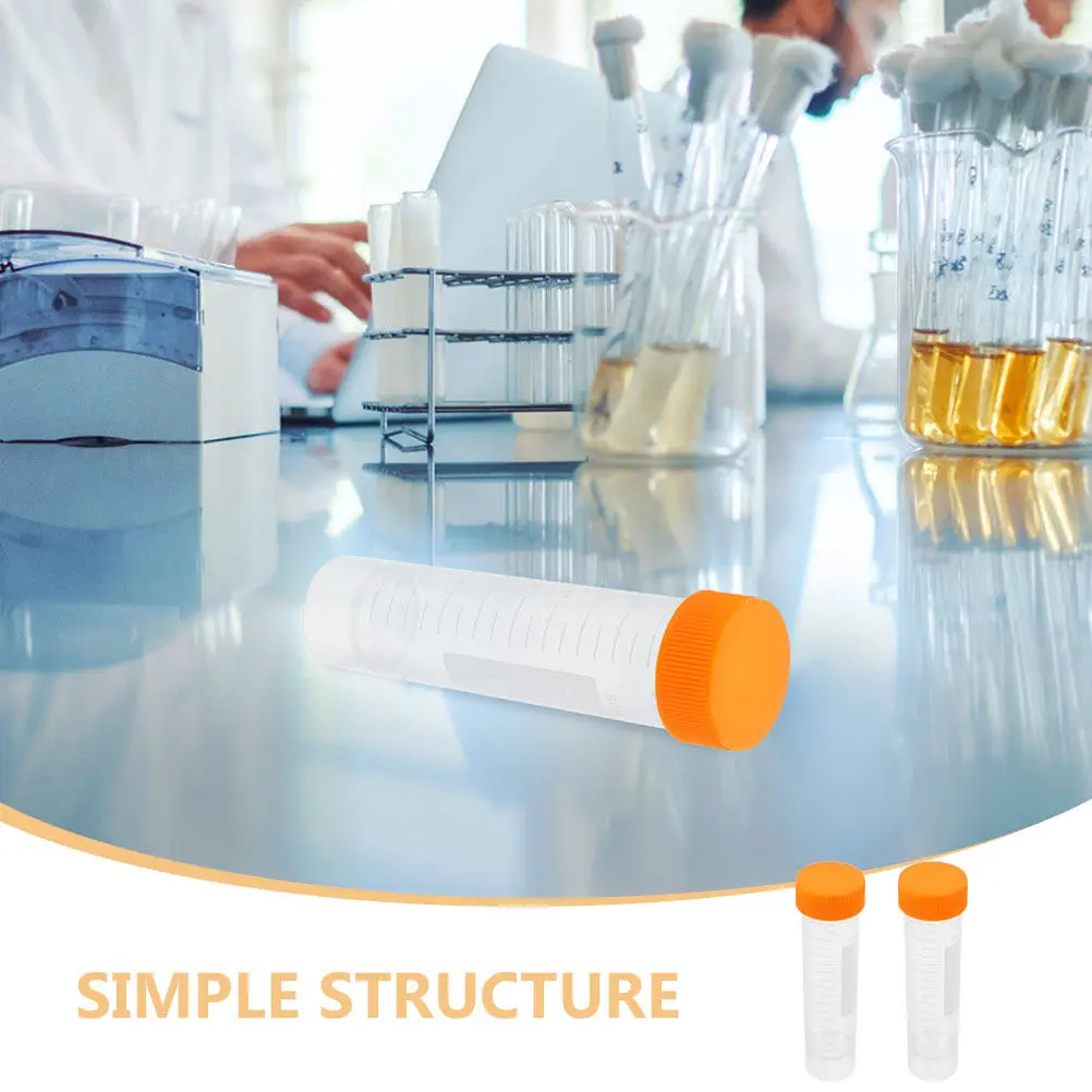 10Pcs Lab Centrifuge Tubes Screw Cap 50Ml Polypropylene Test Tubes Leak Proof Clear Plastic Vials Scientific Use
