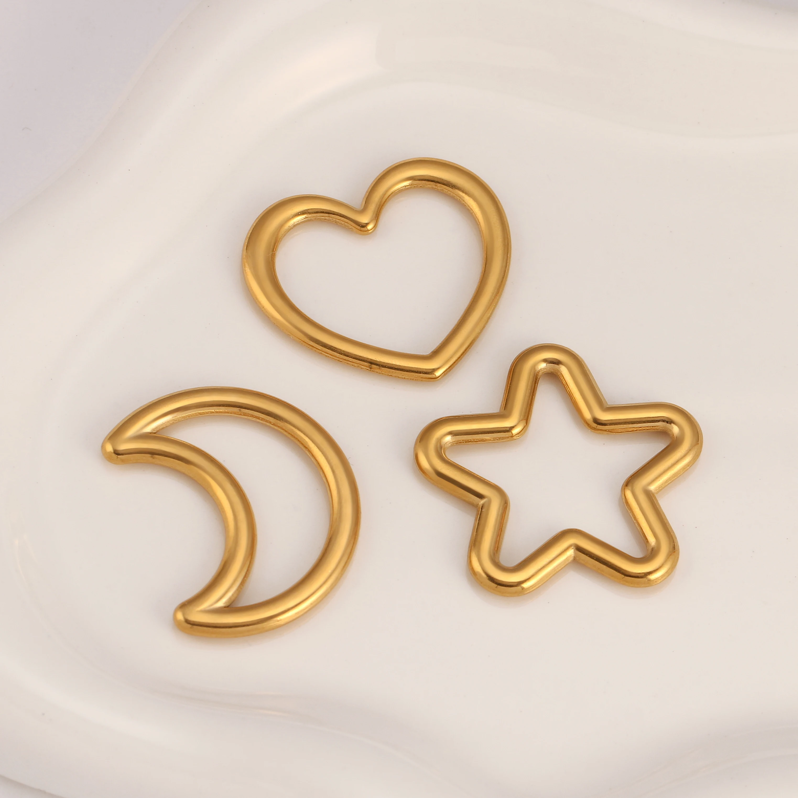 3Pcs Stainless Steel Irregular Bezel Connectors Charm Heart/Square/Circle Connector Pendant For Bracelet Necklace Jewelry Making