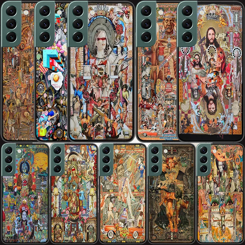 Complex picture digital collage Phone For Samsung Galaxy S24 S22 Ultra S21 Plus S20 S23 FE Case S10 S10E S9 S8 S7 Edge Cover Sil