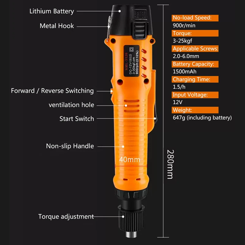12V Cordless Electric Screwdriver Rechargeable Battery Power Screwdriver Portable Electric Screw Driver for Home DIY Repair Tool