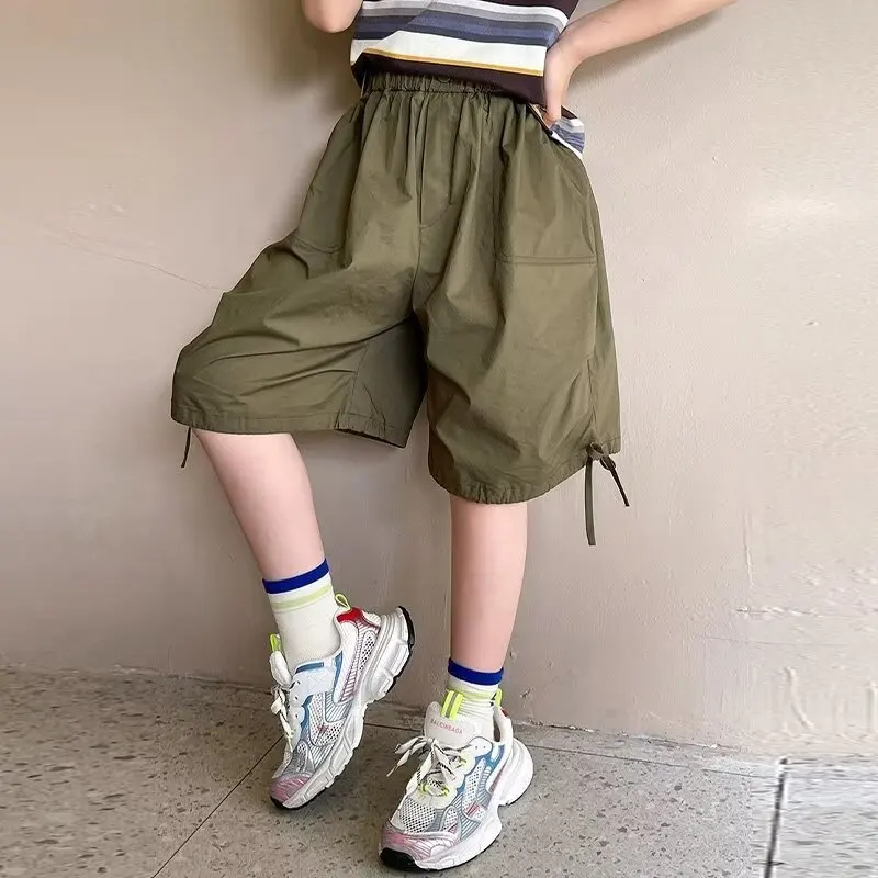 ﻿ Children's Clothing Girls' Pants New Summer Casual Wide-leg Shorts Children's Suit Pants Baby Fashionable Five-point Pants