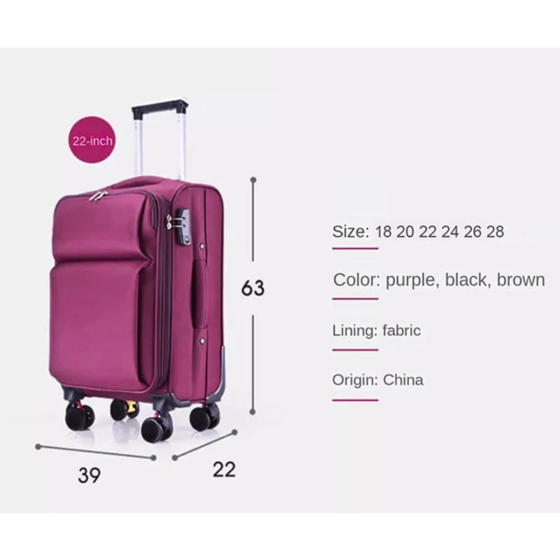 Oxford Cloth Luggage Large Capacity Waterproof Durable Trolley Box Men\'s Business Suitcase Expansion 20 Inch Boarding Code Box