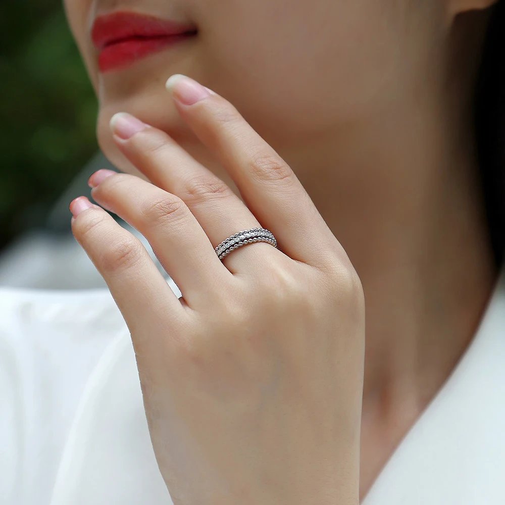 D Color All Moissanite Rings For Women 925 Sterling Silver 18K White Gold Plated Wedding Eternity Bands Sparking Diamond Jewelry