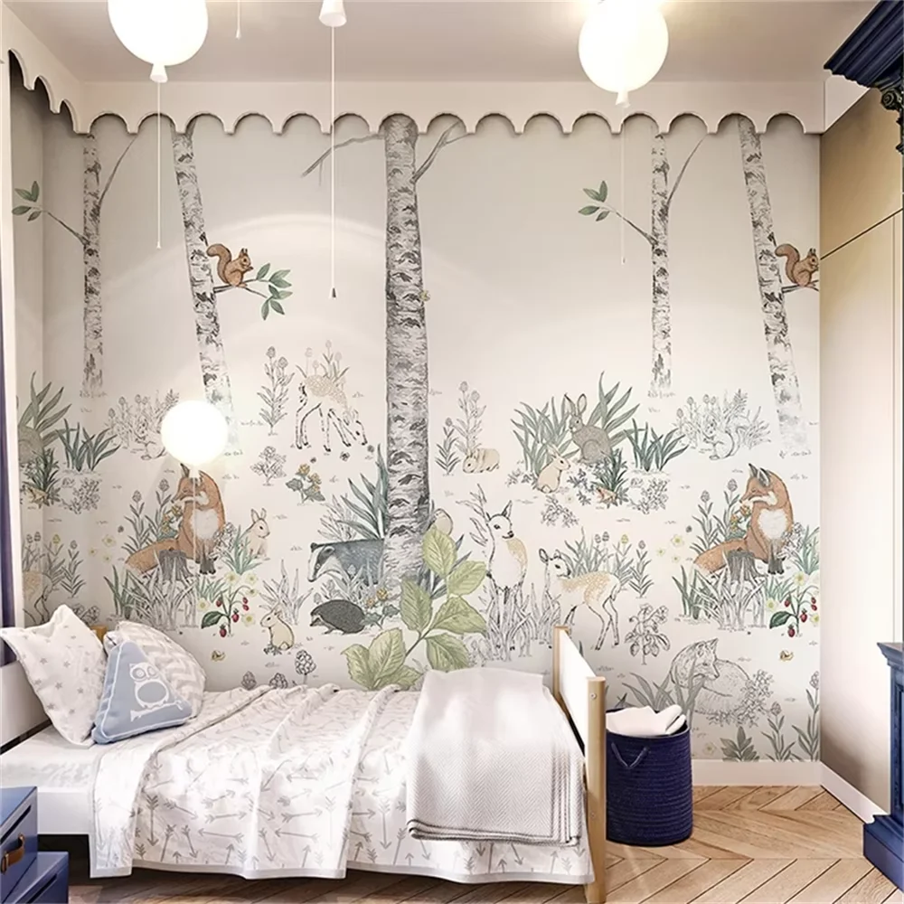 custom Forest Animal Wallpaper for Children's Room home improvement mural wall papers home decor house decoration wall stickers