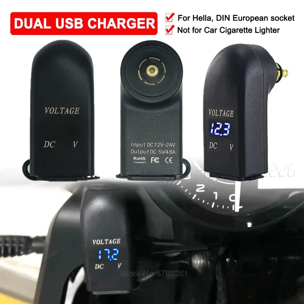 Motorcycle Accessories Dual USB Charger For BMW R1200RT F800GS K1200GT R1250GS R1200GS Adv F850GS F650GS TYPE C Hella DIN Socket