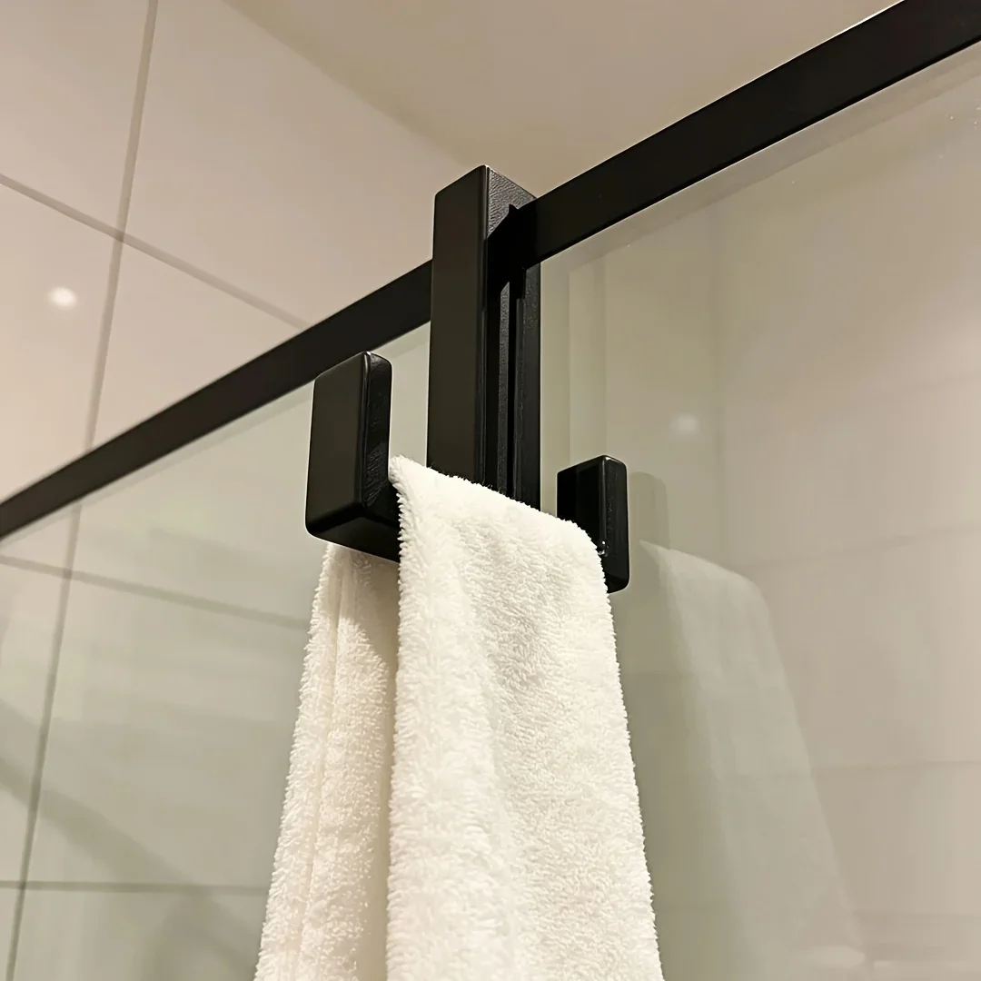 Shower Glass Door Special Double Hook,Directly Clips on Glass Edge, Towels, Bath Balls, And Bathing Supplies Can Be Hung