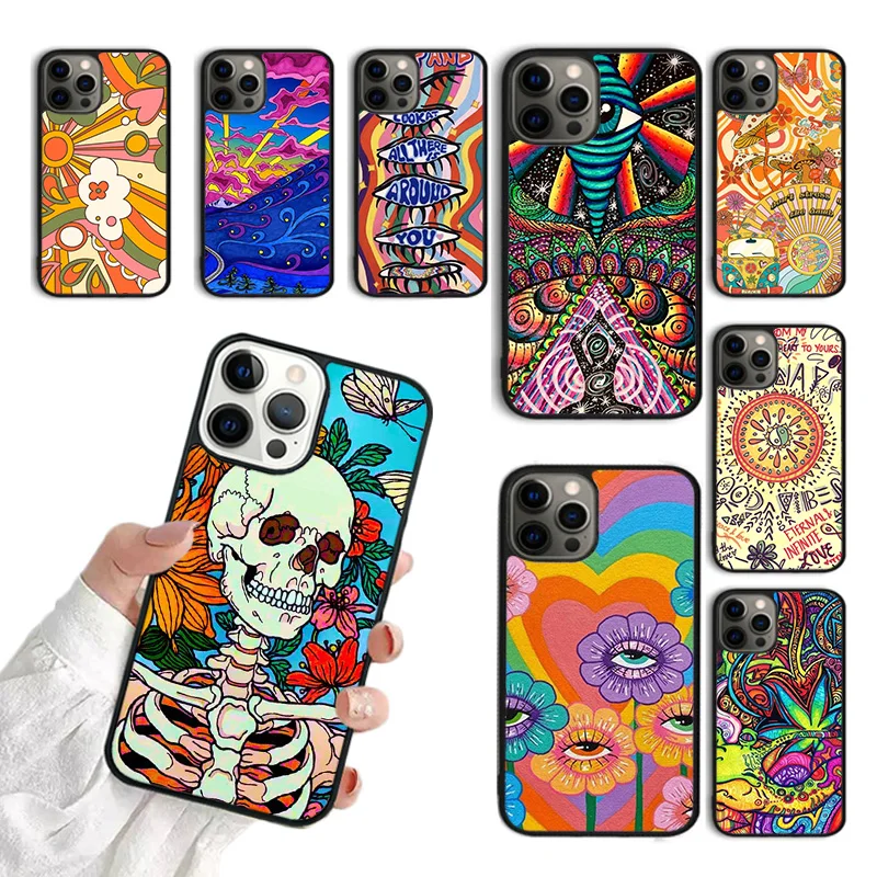 Hippie Art Phone Case For iPhone 15 16 SE2020 11 12 13 14 Pro Max Mini Cover For iPhone Max 6 7 8 Plus coque Fundas Shell