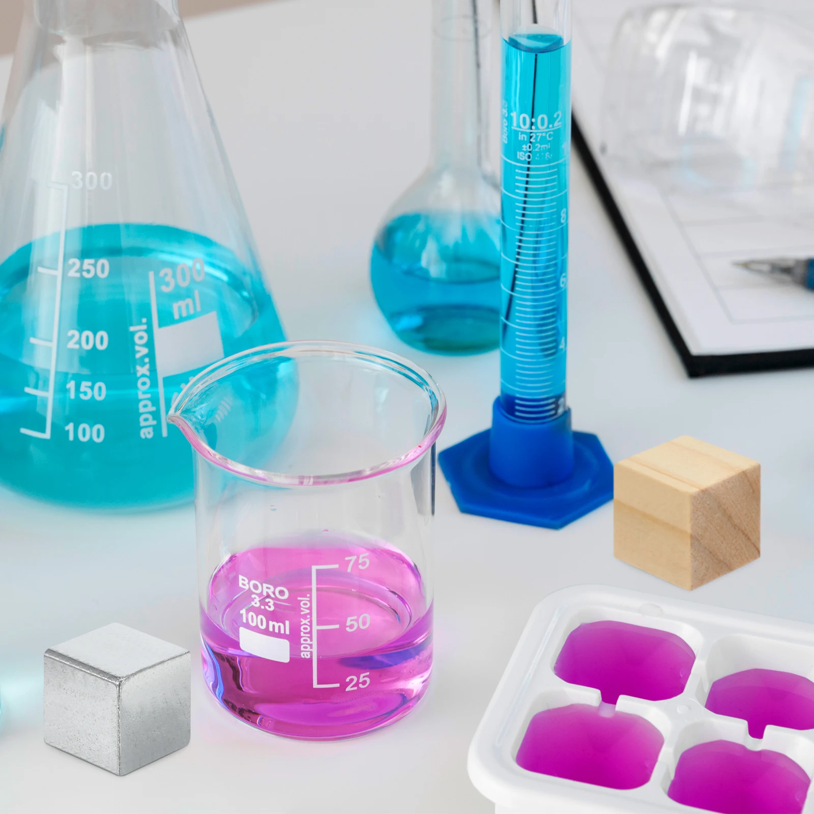 مجموعة كتل الكثافة 4 قطع المهنية شقة السلس مصقول الكثافة مكعب جمع عرض هدية أداة التدريس #6