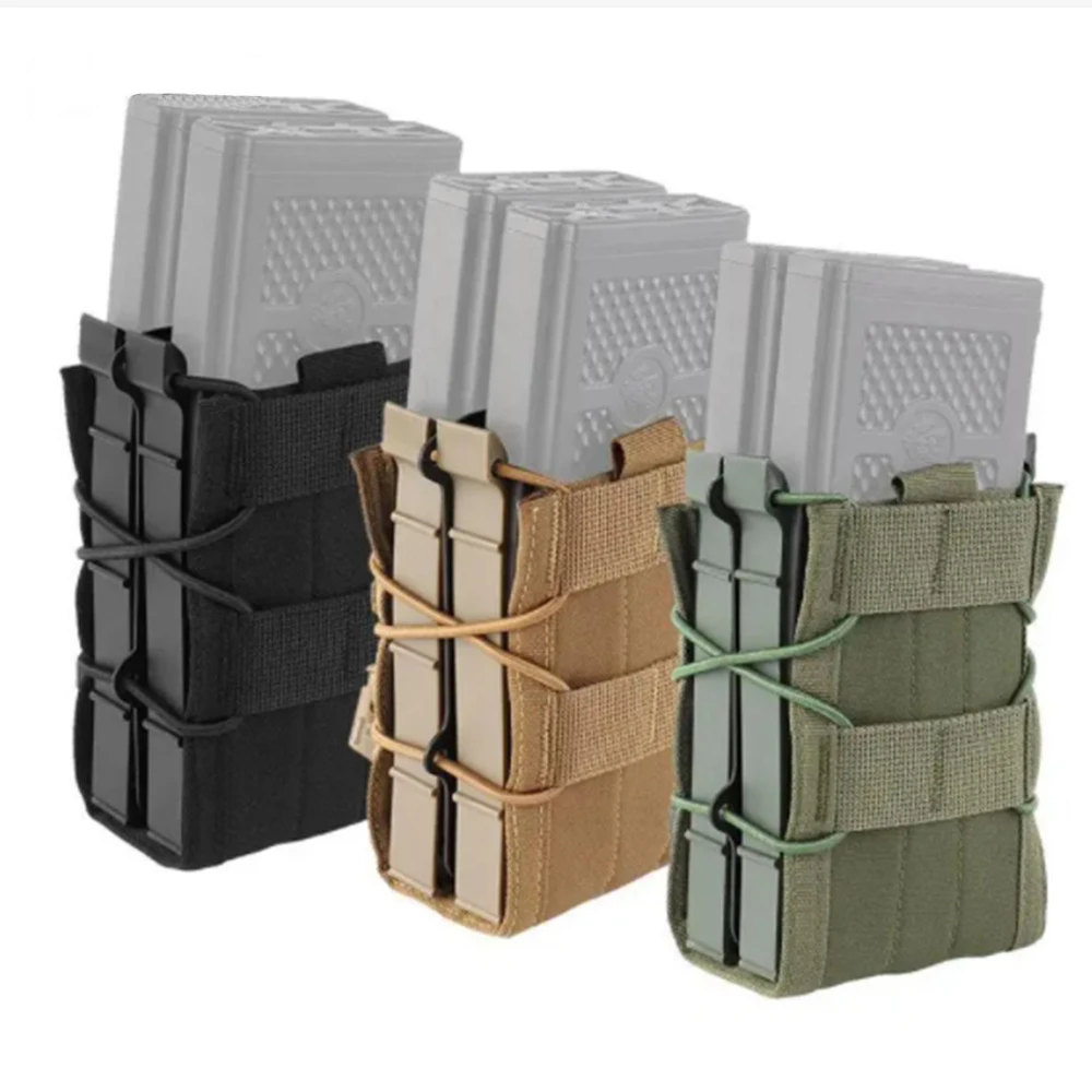 

Single/Double Magazine Pouch 5.56mm Tactical Molle Mag Holder for AK AR M4 Rifle Cartridge Case Hunting Backpack Accessories