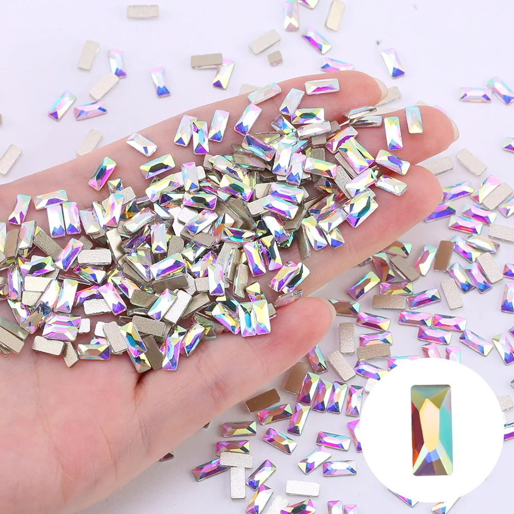 100pcs AB illusion shaped diamond nail decoration with water drop horse eye glass flat bottom