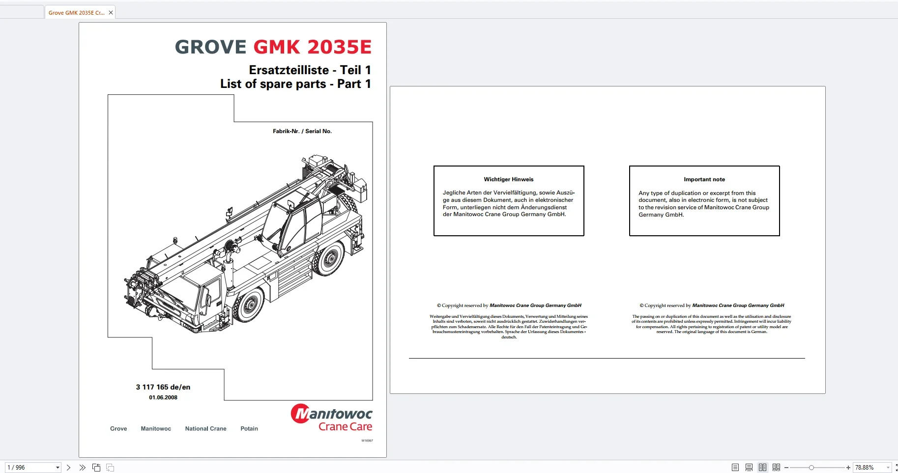 AutoDVD2 Grove Crane 17.1 Gb GMK Series Collection Parts Manual PDF