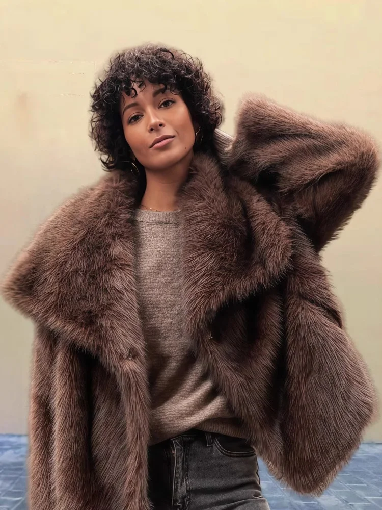 

Новый женский Long Sve Furry Jaet, однотонный универсальный топ, большой размер, верхняя одежда, европейский Sle, полиэфирное волокно