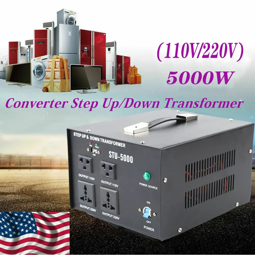 5000W Voltage Converter Transformer Step Up Step Down 110V-220V 110V⇋220V w/USB