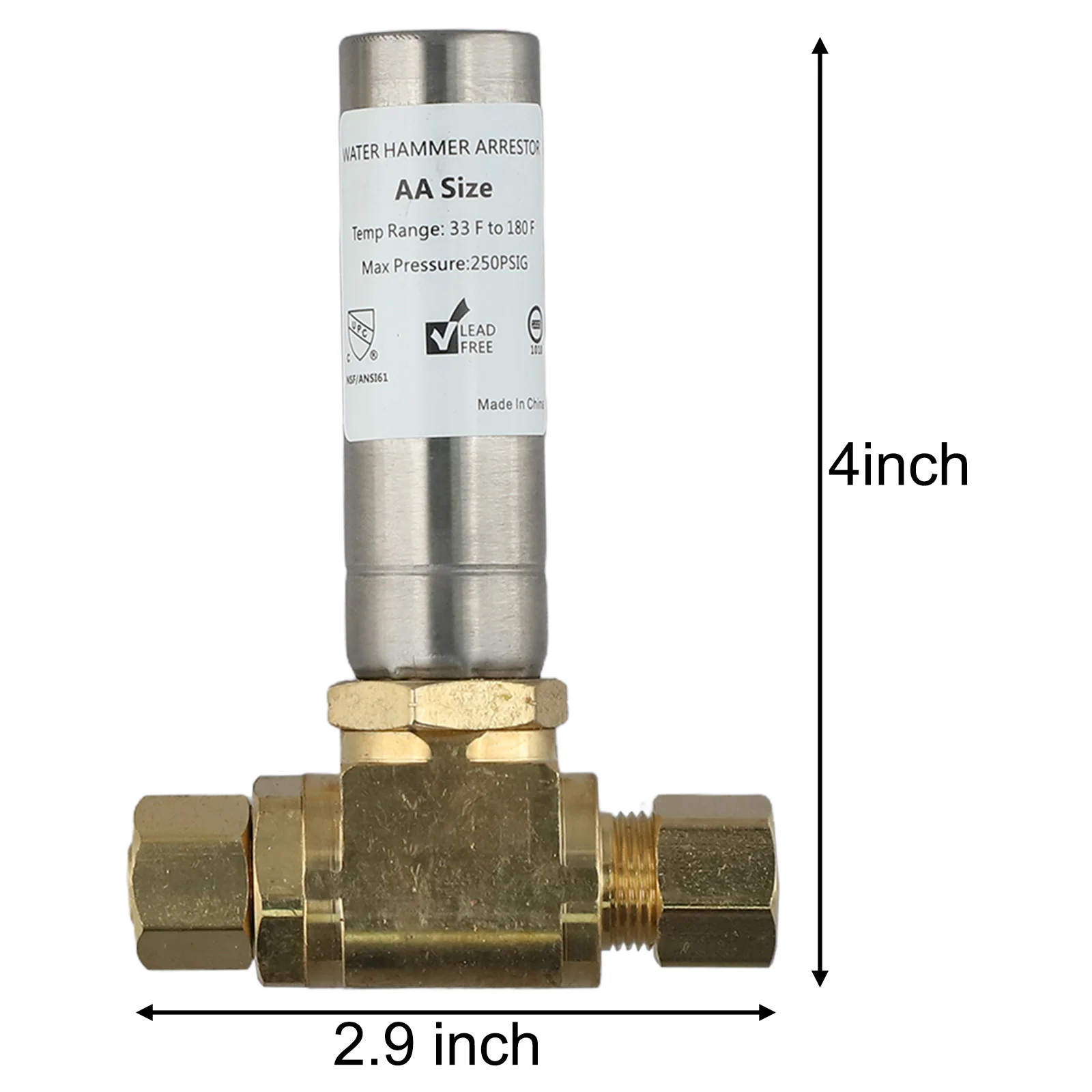2Pcs Brass Water Hammer Arrestor 3/8 Inch For Sink Plumbing Noise Reduction Fitting Adapter For Residential Pipe System Gold