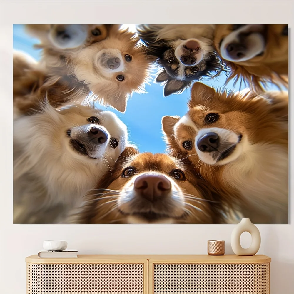وجوه الكلب الرائعة جدار جدارية آلة قابل للغسل نسيج البوليستر ديكور لغرفة المعيشة غرفة نوم الحضانة مكتب النوم
