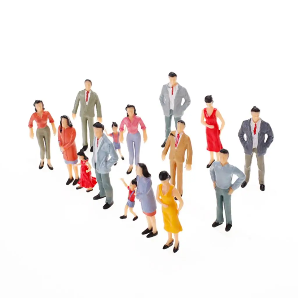 Painted Model Passenger People Miniature Figures Plastic Scenery Parts for Railway Station Layouts
