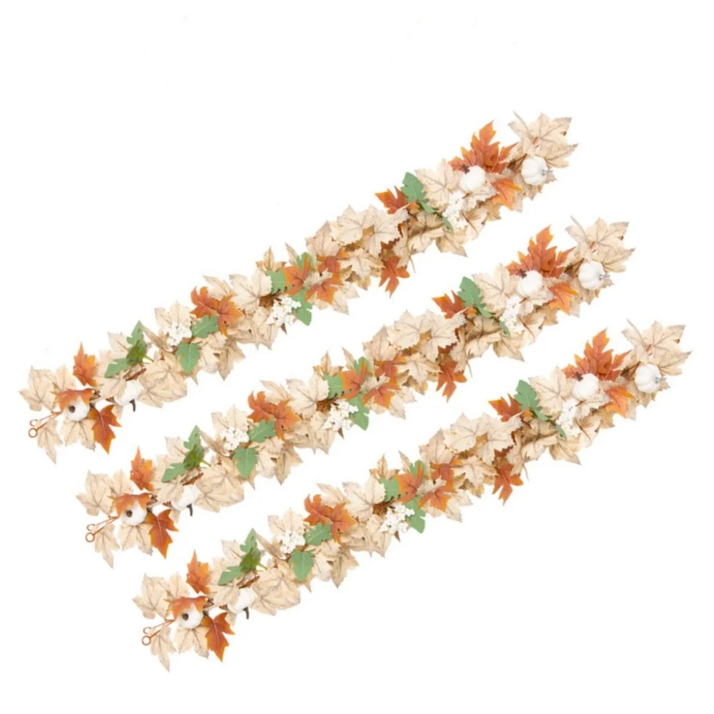 Lifelike Maple Leaf Vine 175cm Brown Plastic Artificial Garland Autumn Decor For Home Wedding Party Easy To Hang Floral Decorati