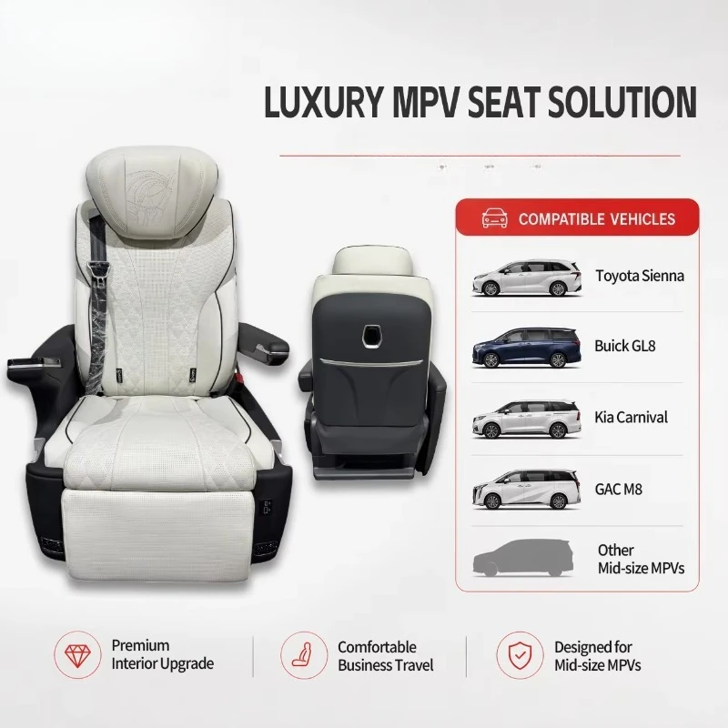 Master Series Custom VIP Passenger Seat with 9 Level Armrest Touch Screen Wireless Charging for GL8 Sienna M8 Van