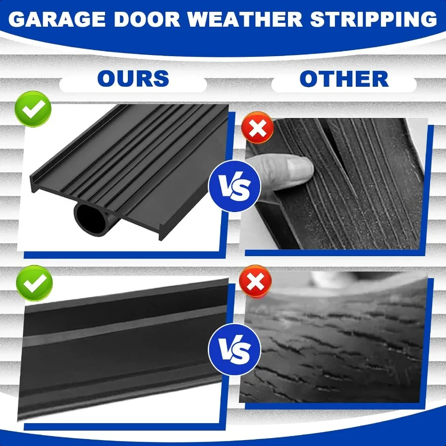 Kit de descascamento de borracha inferior para porta de garagem, tira de vedação universal à prova de intempéries, vedação de buffer de limiar