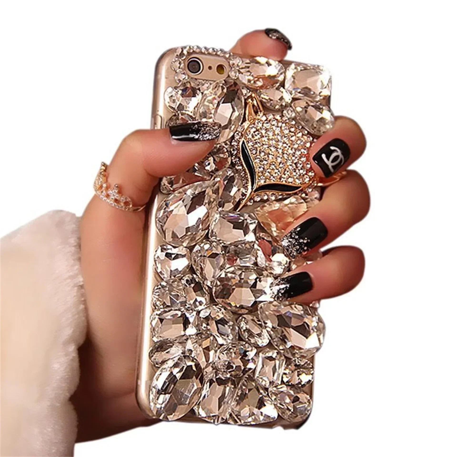 Luxury Bling Diamond Rhinestone Fox Phone Case, Cover for Xiaomi Redmi 13C 12C 13R Note 11 13 12 Pro Plus