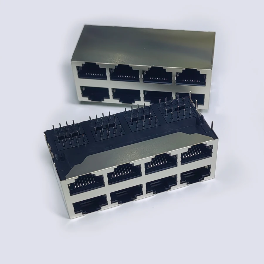 

5 шт./лот RJ45 8P8C 8 Портов Стальной экран Сетевой Двойной разъем/розетка 2*4P без светодиода