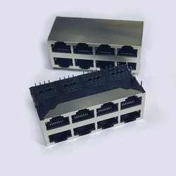 5PCS/Lot RJ45 8P8C 8 Ports Steel Shield Network Double Female Jack/Socket Connector 2*4P Without LED