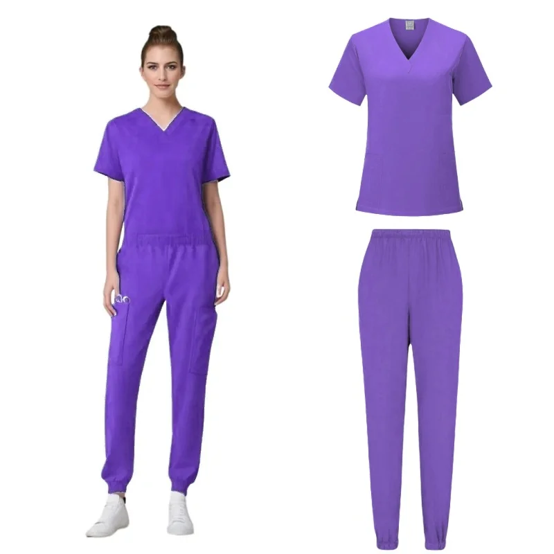 Levert Kleurrijke Elastische Yoga Tailleband Vrouwen Scrub Set Uniformen Medische Scrubs Ziekenhuis Accessoires Verpleegster Pak