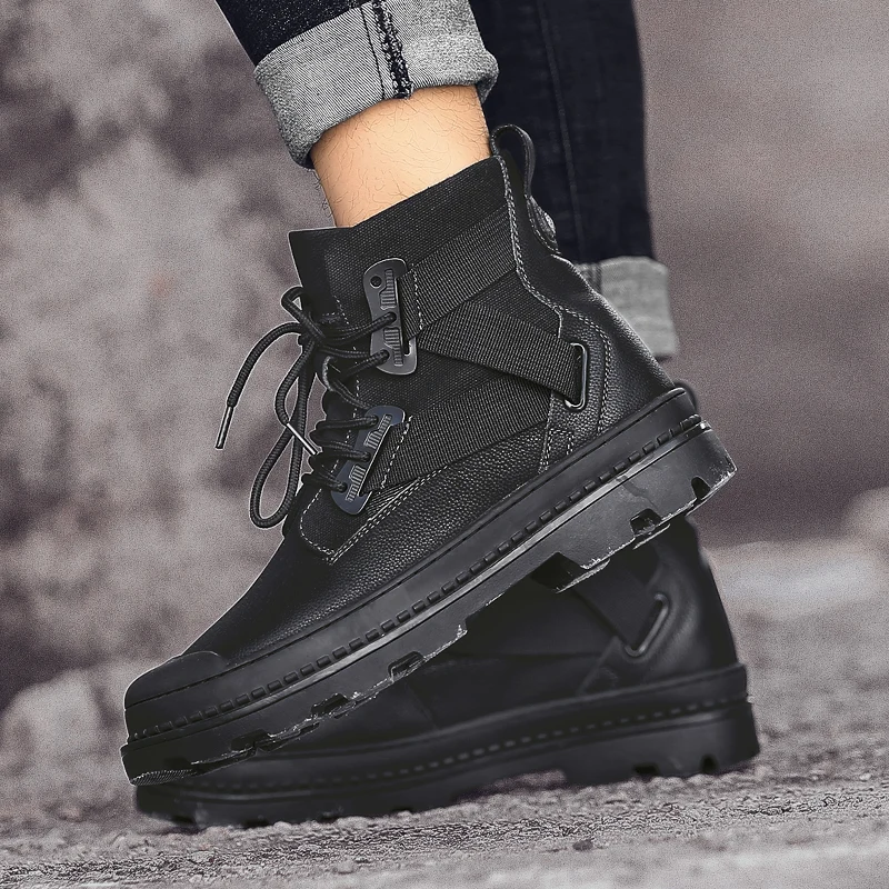 

Autumn and winter men's boots Leisure and trendy design styles Outdoor leisure motorcycle walking Daily office youth shoe