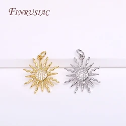 18K Gold Plated Sun Charm Pendant For Jewelry Making DIY Accessories, Handmade Jewellery Material