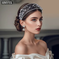 HNYYX French Retro Black Headdress Crystal Headband Handmade For Women Hairband Holiday Party Rhinestone Jewelry A151