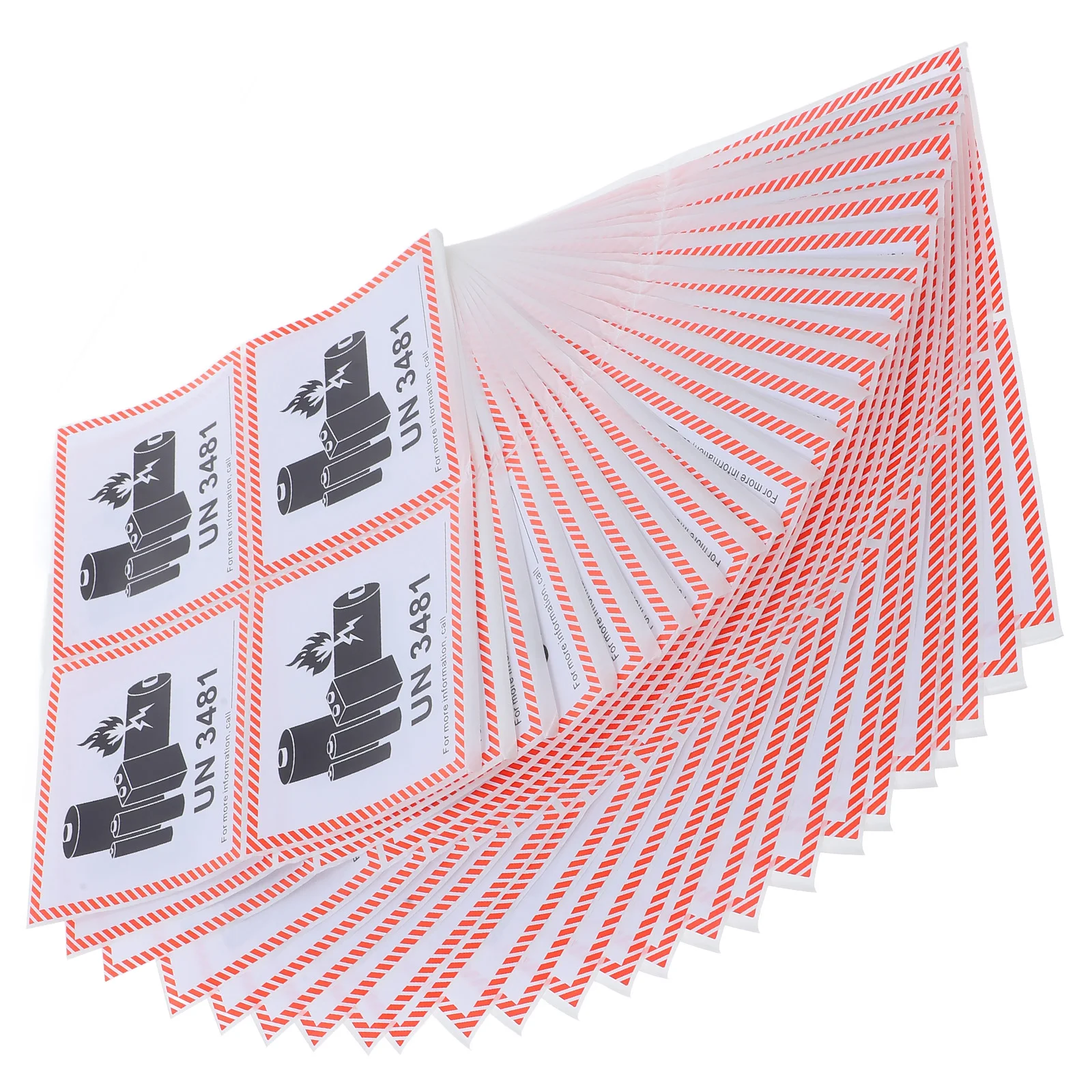 100 Sheets Fire Label Labels for Shipping Lithium Caution Black Warning