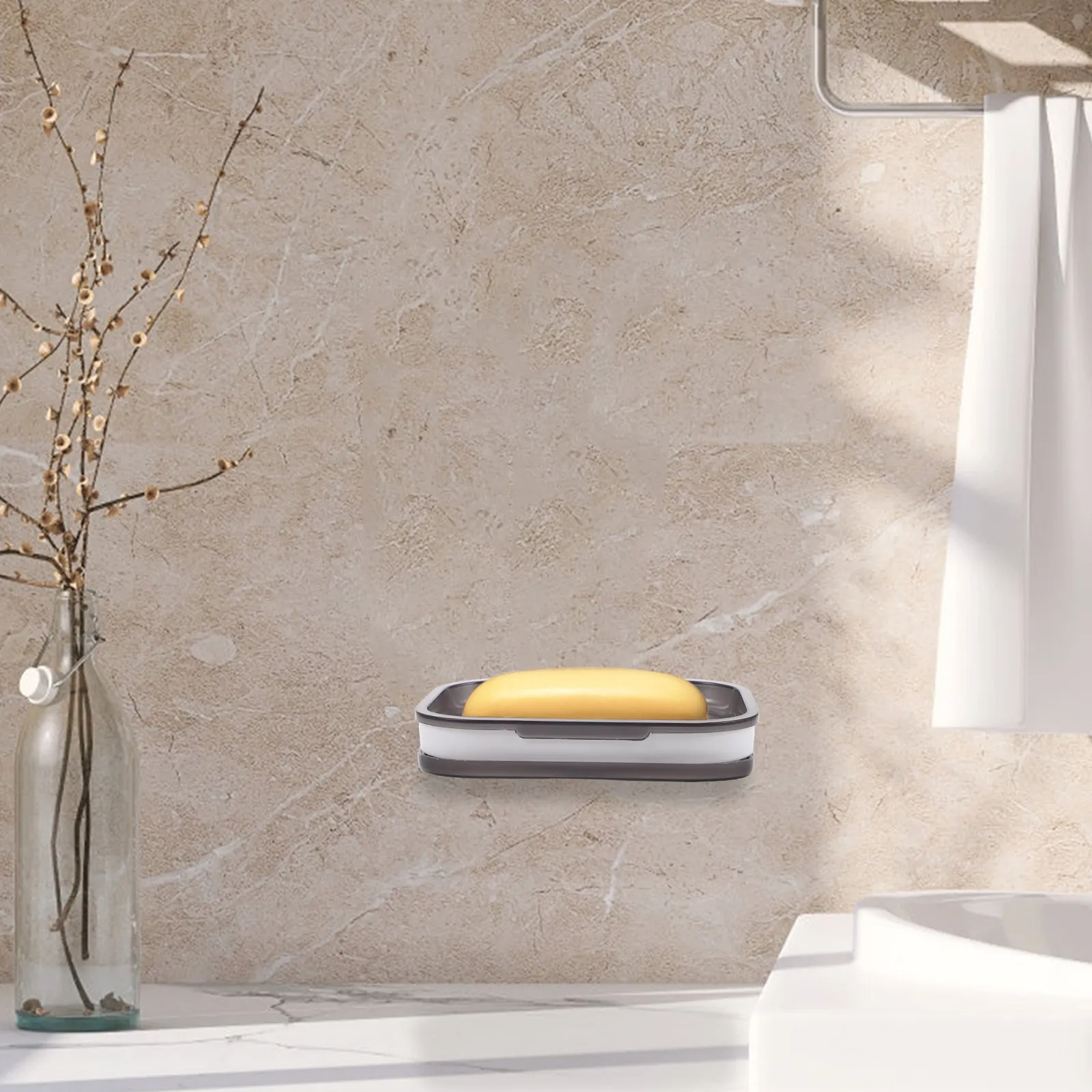 2Pcs Wall Mounted Suction Cup Soap Dish Strong Hold No Drilling Drainage Holes Extend Soap Life Bathroom Shower Kitchen Office
