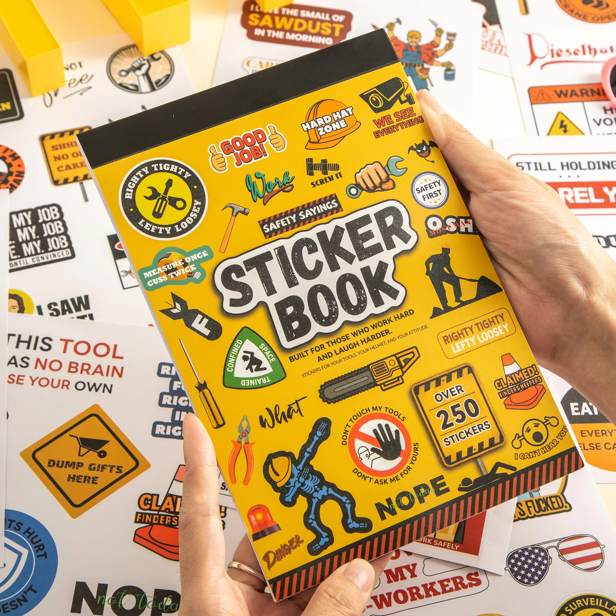 250+ Hard Hat Stickers for Adults - Funny Sticker Book for Water Bottle, Helmet, Cars, Tool Box, Truck, Motorcycle