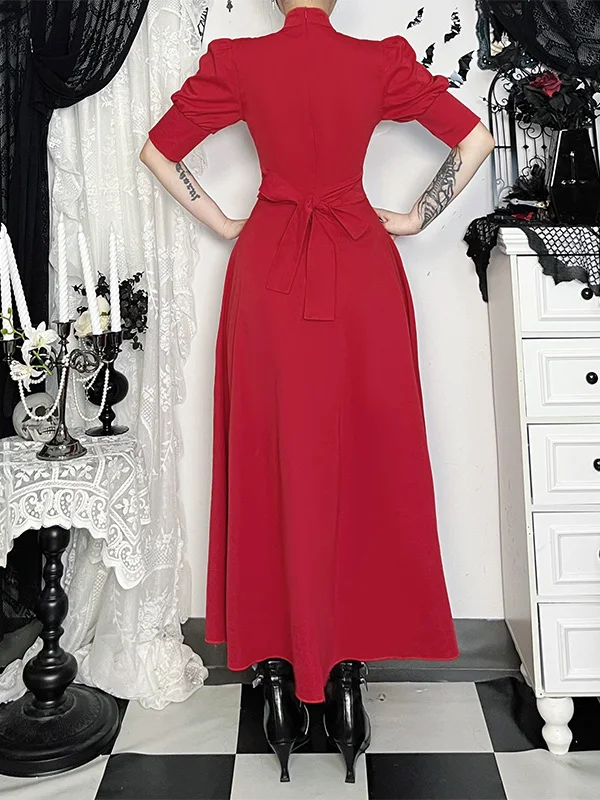 Abito rosso di Halloween Costume cosplay Abiti gotici Tuta da donna slim fit Rojita giapponese Maniche lunghe Abiti a vita alta