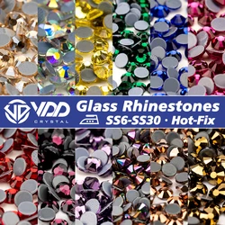 VDD Hot-Fix Multi-color SS6-SS30 Glass Crystal Rhinestones Flatback Iron On Stones For Fabric Clothes Decoration Wedding Dress