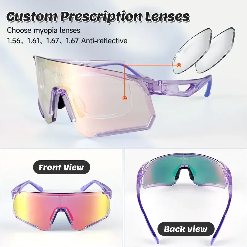 Custom Prescription Sports Glasses, Photochromism to Colorful Lense, Cycling, Running, Golf, Tennis, Latest