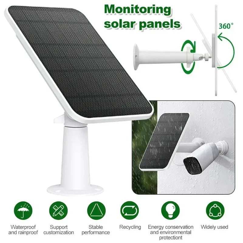 Monocrystalline Silicon 4W Waterproof Solar Panel Charger for Outdoor Surveillance Doorbell Camera