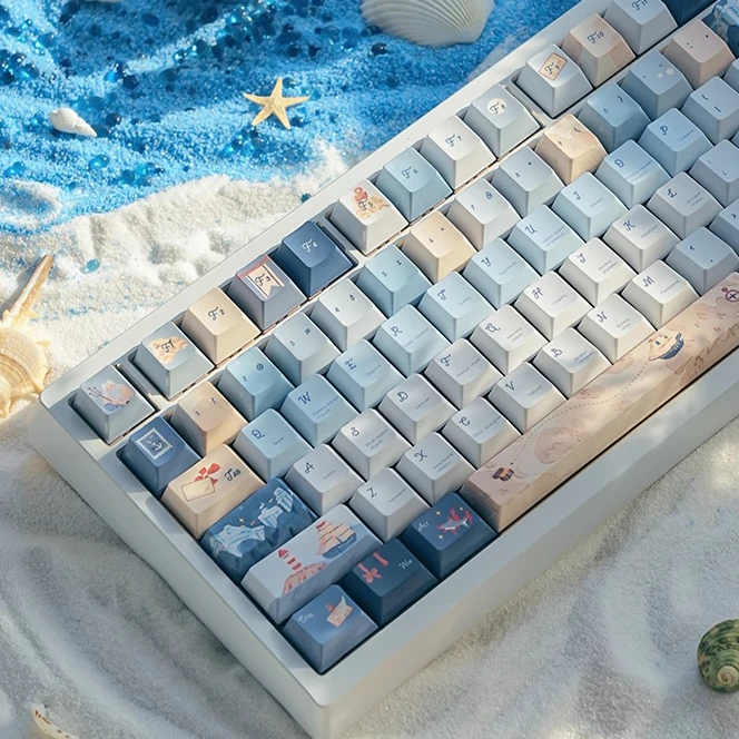 

Синие колпачки для клавиш с морской диаграммой, оригинальные высокоиндивидуальные ретро-клавиатуры для морских девушек, горячая сублимация, милый PBT