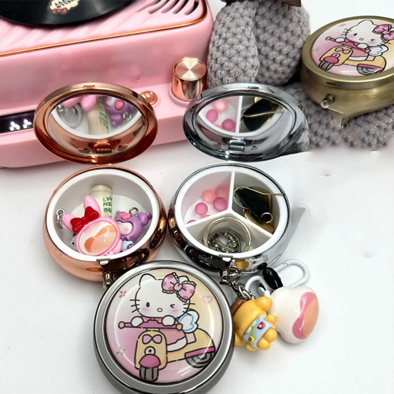 

Sanrio мультфильм Hellos Kittys разделенный металлический маленький ящик для лекарств портативный упаковочный ящик для путешествий Мини влагостойкий и магнитный ящик для хранения