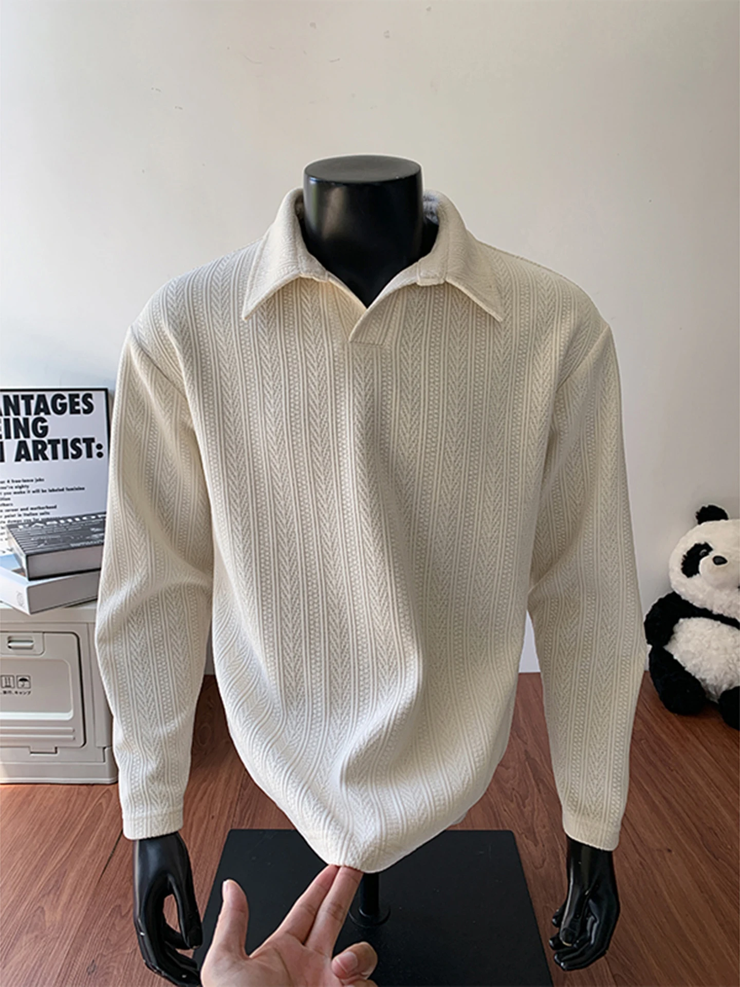 

Men's Long Sve irt Hoodie Wheat Ear Pattern Textured Base Layer irt Autumn Old Money Sle Loose Fit Casual Wear
