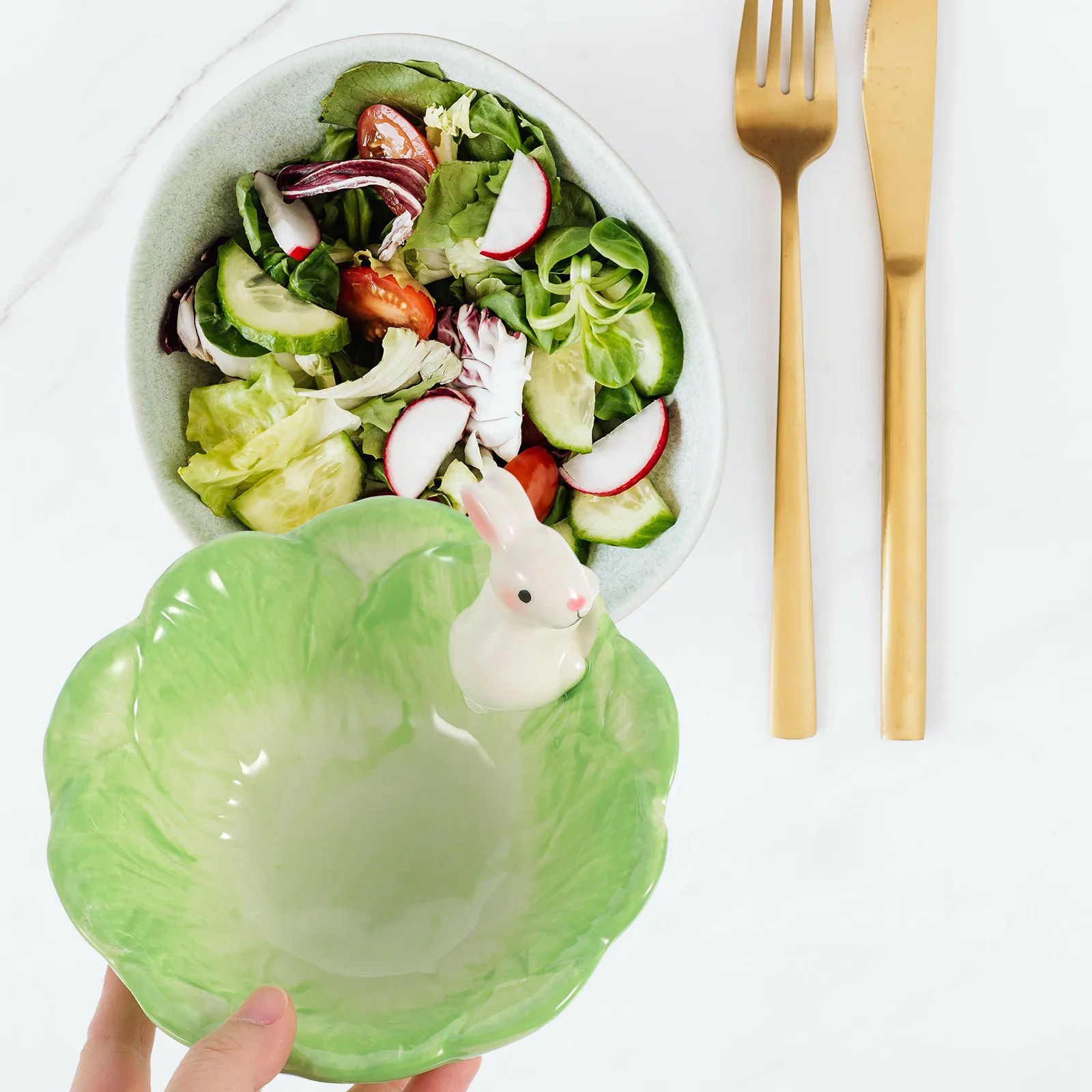 

Decorative Bowl Food Bunny Dishes Rabbit Porcelain Fruit Funny Ceramic Cabbage