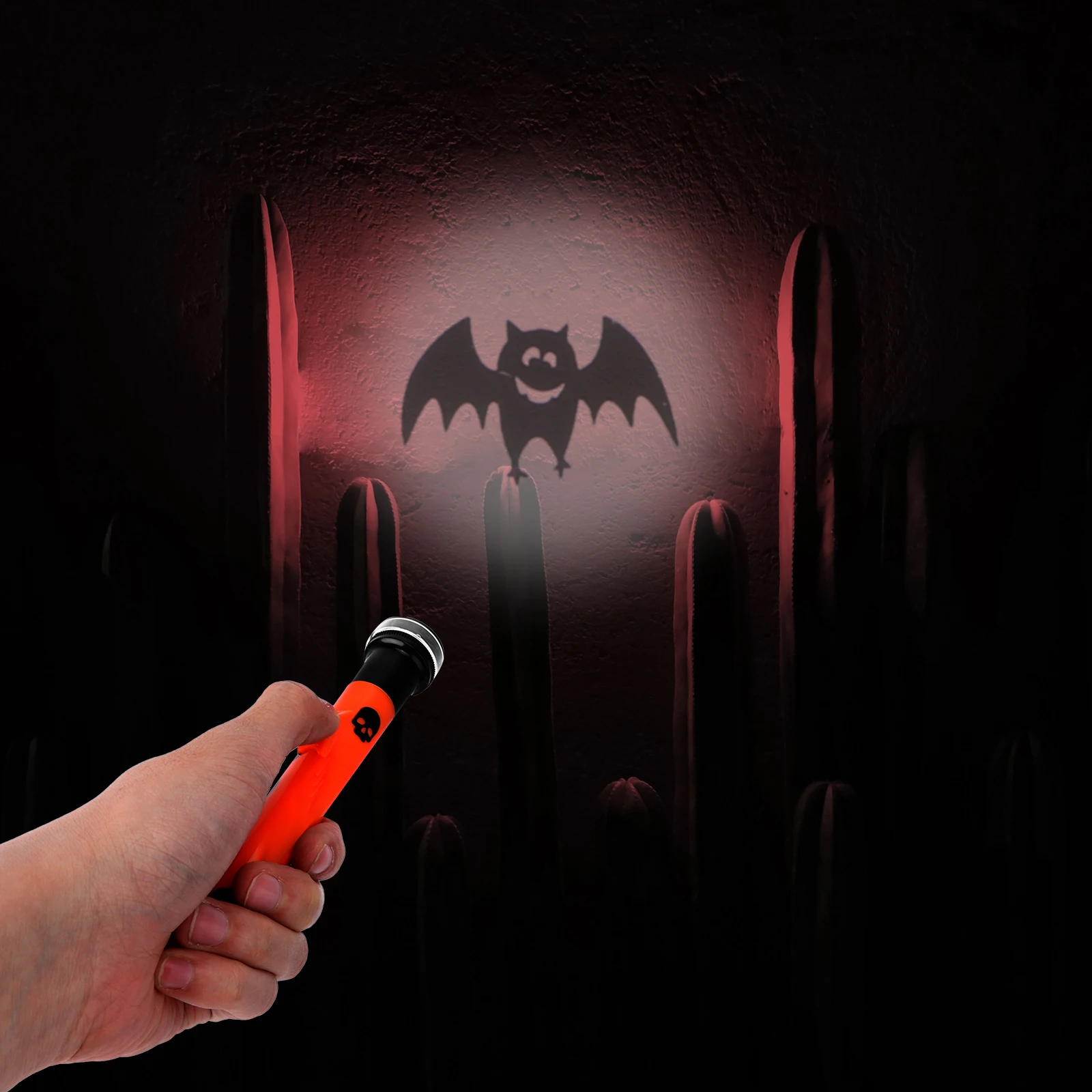 

Halloween Flashlight 2 Sets Pumpkin Ghost Pattern Projector Safe Eyes LED Light Stage Decoration Portable LightingHaunted House