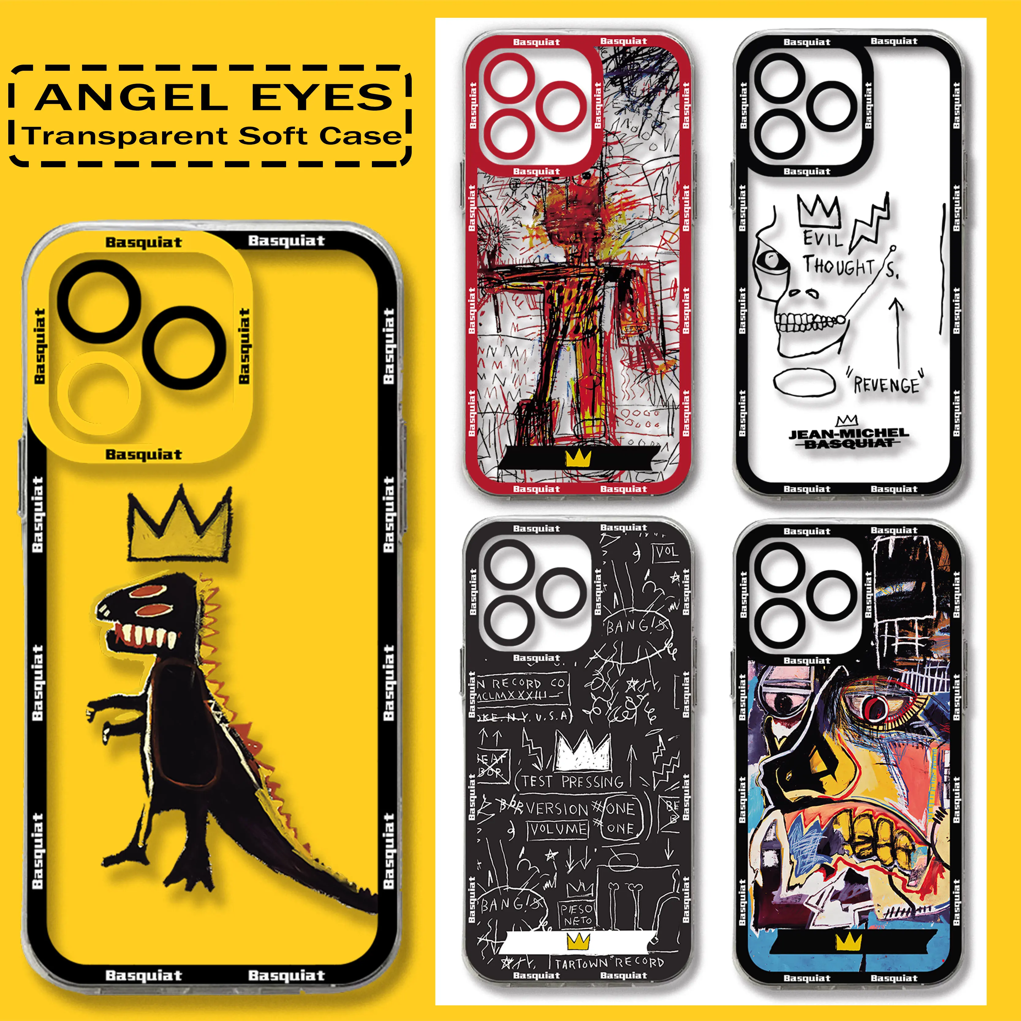 Casing ponsel seni mode untuk iPhone, pelindung transparan b-basquiatss 15 14 13 12 11 Mini Pro Max X XR XSMax 7 8 Plus SE20