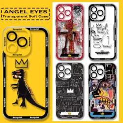 Fashion Art Phone Case For iPhone 15 14 13 12 11 Mini Pro Max X XR XSMax 7 8 Plus SE20 B-Basquiatss Transparent Cover