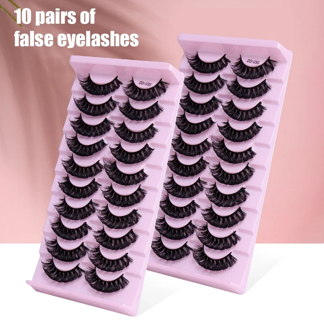 10 Paar D Curl Lashes Russische Streifenwimpern 3D-Nerzwimpern Natürliche lange wiederverwendbare flauschige Wimpernverlängerungen