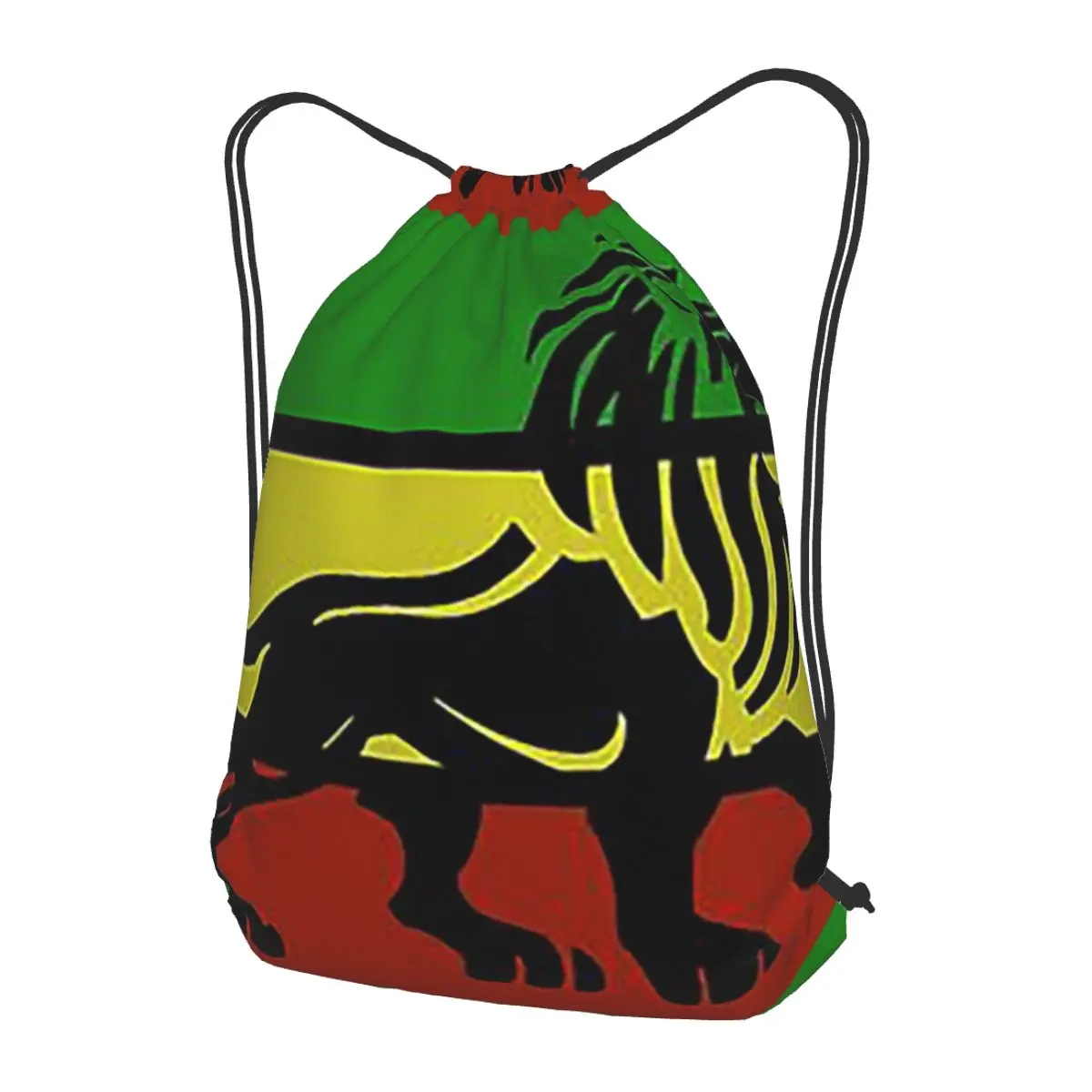 Black Rasta Lion On Rasta Flag Jamaican Reggae Design Backpacks Drawstring Bundle Pocket Sundries Bag Book Bags for School