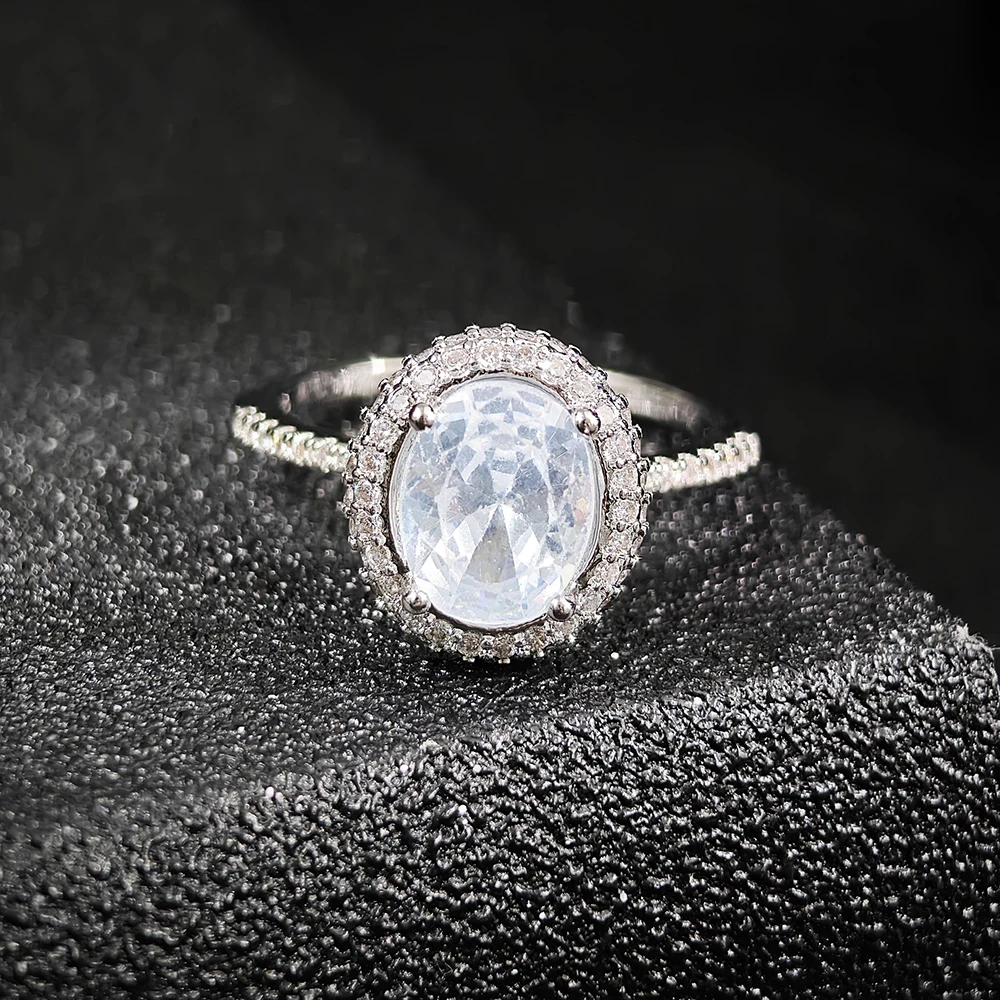 Original Solid Real Real Silver Color Designer Ring Finger Fashion Promise Solitaire Ring for Women Jewelry Engagement R4608